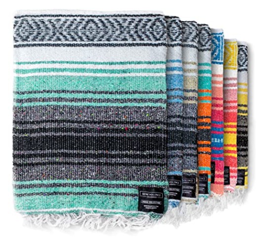 Benevolence LA Authentic Mexican Blanket, Yoga Blanket, Handwoven Mexican Blankets and Throws, Perfect as Serape Blanket, Outdoor Blanket, Picnic Blanket, Camping Blanket, 50x70 inches - Mint - Mint