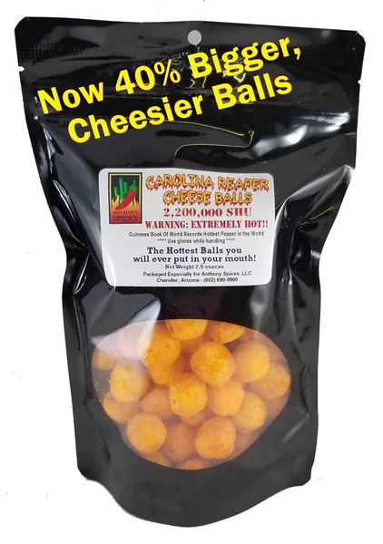 Anthony Spices - Carolina Reaper Cheese Balls (Hottest balls in the world) - 