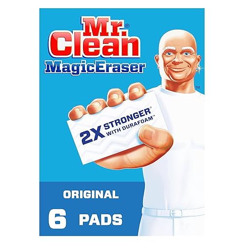 Mr. Clean Magic Eraser Original Cleaning Pads, Multi Purpose Cleaner, Bathroom Cleaning Supplies, All Purpose Cleaner, White, 6 Count - 6 Count (Pack of 1)