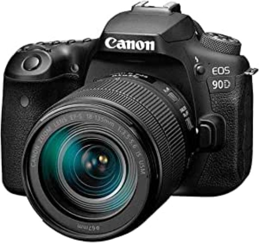 Canon DSLR Camera [EOS 90D] with 18-135 is USM Lens | Built-in Wi-Fi, Bluetooth, DIGIC 8 Image Processor, 4K Video, Dual Pixel CMOS AF, and 3.0 Inch Vari-Angle Touch LCD Screen, Black - Canon 90D 18-135 IS USM