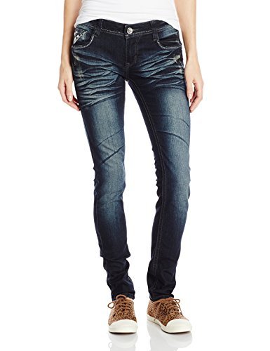 Southpole Juniors Low Rise Skinny Denim In Medium Washing - 7 - Cult Blue