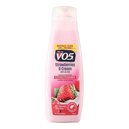 Alberto VO5 Moisture Milks Moisturizing Conditioner - Hair Conditioner with Soothing Soy Milk Protein - Strawberries and Cream Scent - 15 oz