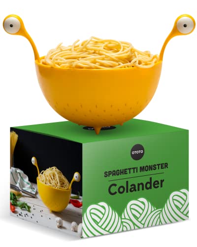 OTOTO Spaghetti Monster - BPA-Free Plastic Strainer for Draining Pasta, Rice, Vegetables and Fruits - 19 x 21 cm Pasta Drainer - Dishwasher Safe - Modern