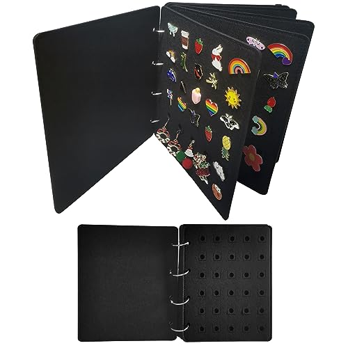 Winmany Felt Jewelry Organizer Book Pin Brooch Collection Board 120 Slots Earrings Necklace Rings Storage Case Bag Portable Travel Ear Studs Display Hanging Organizer Holder 10.2X8.4inch (Black) - Black