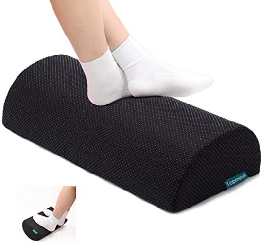 Topmener Ergonomic Foot Rest Cushion Foot Stool Under Desk with Massage Dots, Footrest Office with Washable Cover & Portable Handle, for Home Working& Office & Travel, Relieve Leg, Knee and Back - Black a