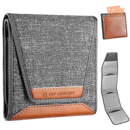 K&F Concept Lens Filter Pouch, Lens Filter Case 3 Pocket Professional Photography Filter Holder Belt Bag Pouch Water-Resistant and Dustproof for Filter Up to 82mm - 01-M