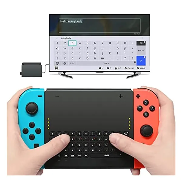 
                            Wireless Keyboard Compatible with Nintendo Switch/Switch OLED, Wireless Gamepad Chatpad Message Keyboard for Switch, 2.4G USB Rechargable Handheld Remote Control Keyboard with a 2.4G Receiver
                        
