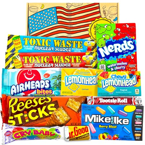 Heavenly Sweets - American Sweets Gift Box - American Candy - USA Treats, Nerds Reeses - American Chocolate and Sweets Gift Box for Birthday, Fathers Day, for Him Her