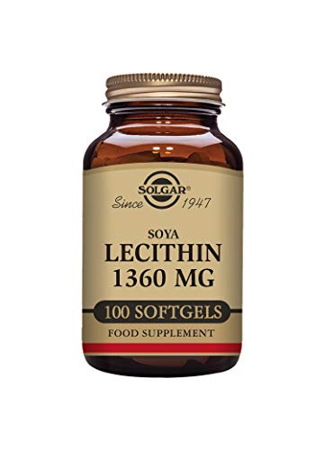 Solgar Soya Lecithin 1360 mg Softgels - Pack of 100 - Supports Cell Membrane Structure - Wheat,Gluten and Diary Free (Packing May Vary) - Natural - 100 Count (Pack of 1)