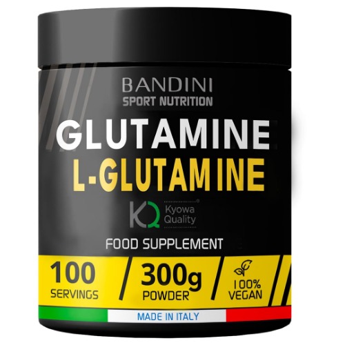 Bandini® Kyowa® Quality Pure L-Glutamin i pulver - Aminosyra användbar för högintensiva fysiska övningar - Stärker muskelmassa - Glutamin POWDER 100% Vegan - 300g Pack