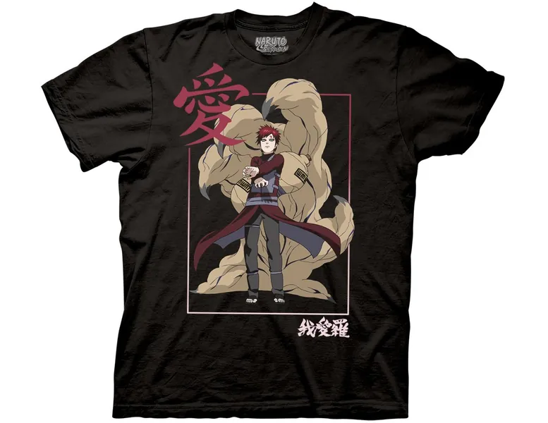 Ripple Junction Naruto: Shippuden Adult Unisex Gaara Kanji Frame Light Weight 100% Cotton Crew T-Shirt