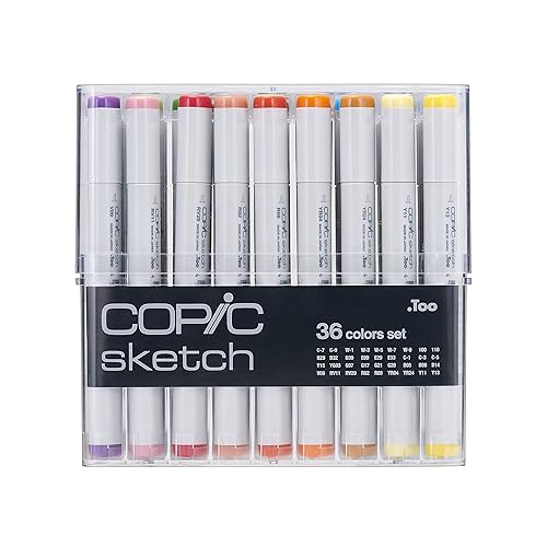 COPIC Sketch Set "36 Colors", 36er Set im Acryl-Display, Twin Marker mit einer mittelbreiten und einer Brush-Spitze