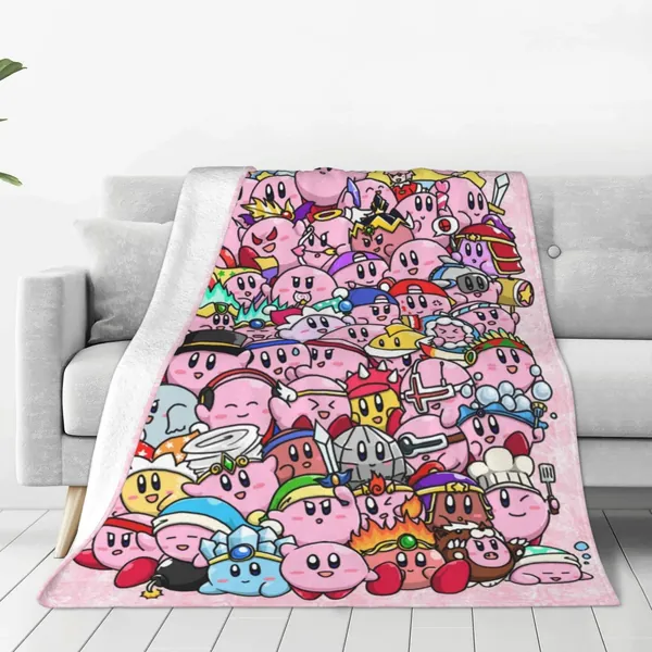 QUZtww-Kirby Throw Blanket Fuzzy Soft Micro Fleece Ultra Fuzzy Blanket for Office Sofa Bed Living Room Warm Lightweight 50 x 40 in - 