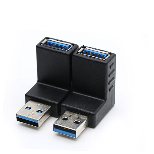 2 Pack USB 3.0 Adapter 90 Degree Male to Female Combo Vertical Up and Down Angle Coupler Connector，USB 3.0 Male to Female 90 Degree Right Angle Extension Adapter, USB Upward and Downward Connector