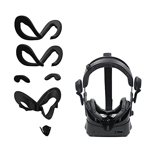 AMVR Facial Interface Bracket & PU Leather Foam Face Cover Pad Replacement & Anti-Leakage Nose Pad & Protective Lens Cover Comfort Set for Valve Index Headset