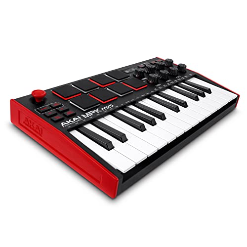 AKAI Professional MPK Mini MK3 - 25 Key USB MIDI Keyboard Controller With 8 Backlit Drum Pads, 8 Knobs and Music Production Software included - Standard