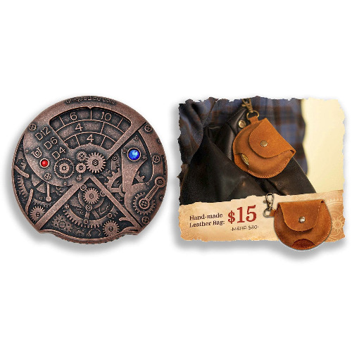 Roulette Dice | Antique bronze+Handmade Leather Bag