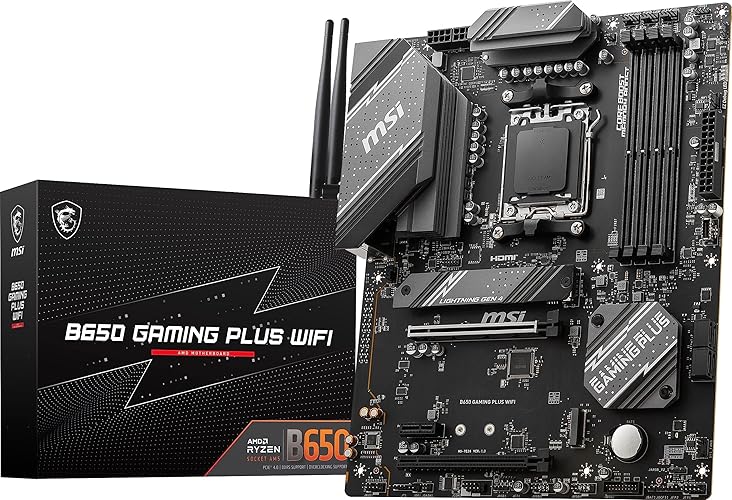 MSI B650 Gaming Plus WiFi Gaming Motherboard (AMD Ryzen 9000/8000/7000 Series Processors, AM5, DDR5, PCIe 4.0, M.2, SATA 6Gb/s, USB 3.2 Gen 2, HDMI/DP, Wi-Fi 6E, Bluetooth 5.3, 2.5Gbps LAN, ATX) - ATX - B650 GAMING PLUS WIFI