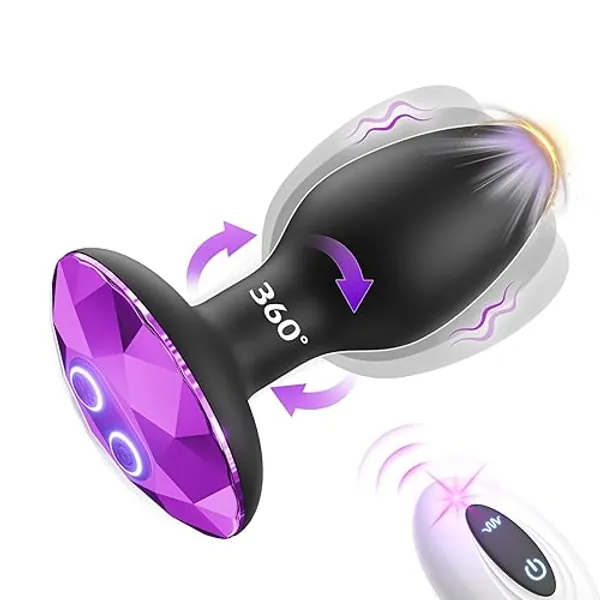 Anal Plug Adult Sex Toy with 10 Rotating & Vibration Settings, Couple Sex Toys Anal Vibrator, Vibrating Butt Plug Sex Toys for Men Female Sex Toys Prostate Massager, Adult Sex Toys & Games - 4.17 in