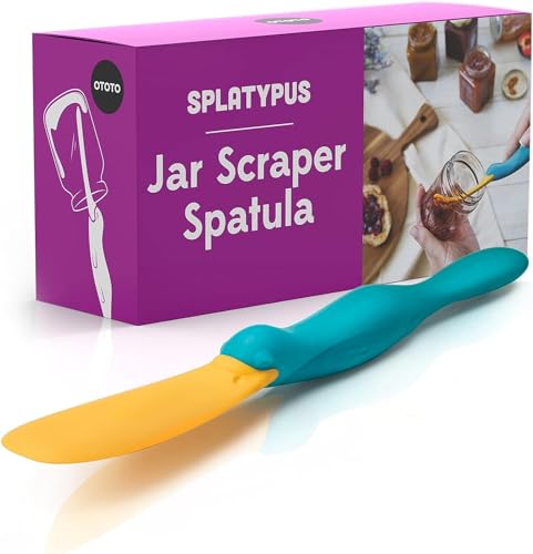 OTOTO Splatypus Jar Spatula- 100% Food Safe, BPA Free Jar Scraper Spatula- Dishwasher Safe Skinny Spatula- Jar Spatulas for Scooping and Scraping- Peanut Butter Spatula- Size: 8.35X0.87X0.79 Inch - Splatypus