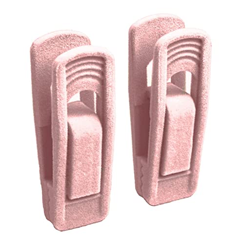 20 pcs Velvet Hangers Clips for Thin Velvet Hangers, Strong Finger Clip Home Drying Rack Non-Slip Removable Artificial Velvet Flocked Clothes Clips for Towel Coat Pants Skirt Hanger(Pink) - Pink