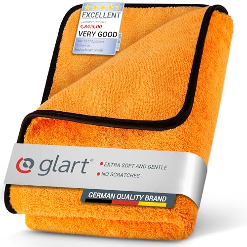 Glart 44WG Watergate super absorbent car microfiber cloth drying towel, 60 x 90 cm, orange, 1 pc. Microfiber cloth for car care, for drying before car polish and after wheel brush - 60x90cm