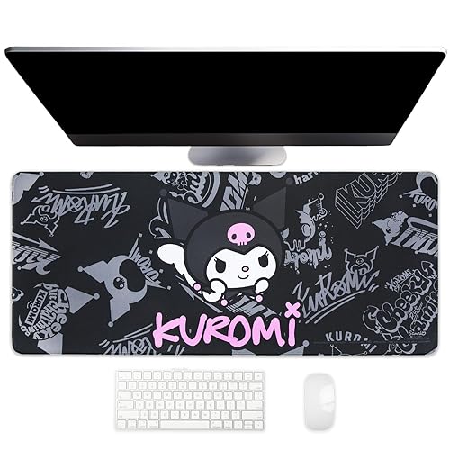 Hello Kitty Jumbo Kuromi Desk Mat, Large Desktop Mousepad, Kawaii Desk Pad, Cute Hello Kitty Decor, 70 x 30 cm