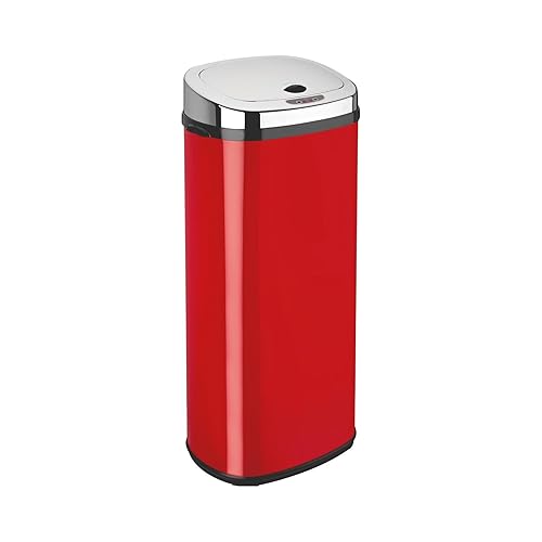 Rect 50L Stainless Steel Auto Sensor Kitchen Waste Dust Bin Automatic Motor RED - Red - 50L