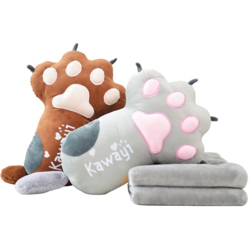 Kawai Cat Claw Pillow: Plush, Air-Conditioned - Pink