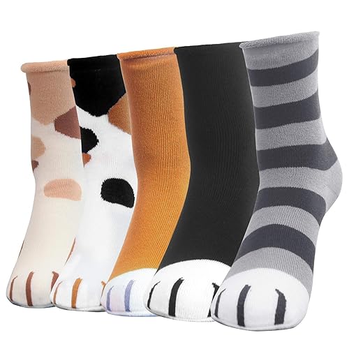 DiaryLook Womens Socks Funny Cute Animal Sock Cat Dog Socks Cotton Casual Ladies Sock Gifts for women - One Size - 7#Multicolor lion