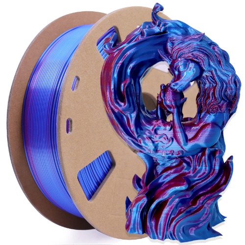 SIKENHO 3D Printer Filament, Blue and Rhodamine Red PLA Filament 1.75 Silk Dual Color Co-extrusion 1.75mm PLA Filament 1kg Spool (2.2lbs), Dimensional Accuracy +/- 0.02mm Fit Most FDM Printer & 3D Pen