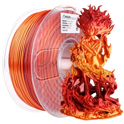 AMOLEN PLA 3D Printer Filament, PLA Filament 1.75mm Silk Shiny Filament Red Gold Filament, 3D Printing Filament 1KG/2.2lb