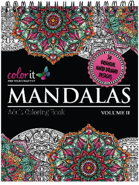 Mandalas II Adult Coloring Book - Features 50 Original Hand Drawn Designs Printed on Artist Quality Paper, Hardback Covers, Spiral Binding, Perforated Pages, Bonus Blotter