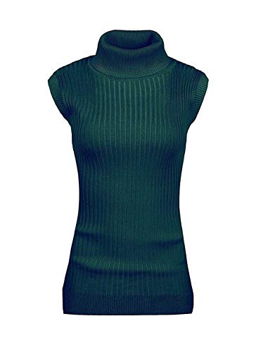 v28 Women Sleeveless High Neck Turtleneck Stretchable Knit Sweater Top - X-Large - Purple