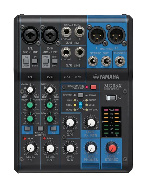 YAMAHA MG06X 6-Input Compact Stereo Mixer with Effects - 6-input Built-in Effects