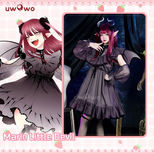 [Last Batch] Uwowo Anime/Manga My Dress-Up Darling Rizu Kyun Marin Kitagawa  Little Devil Wings Dress Cosplay Costume - 【In Stock】S