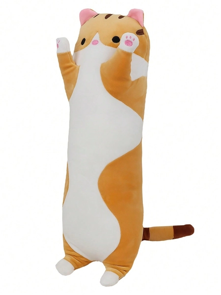 19.68in Long Cat Plush Cat Soft Pillow Long Throw Pillow Lifelike Animal Pillows Plush Toy Gift