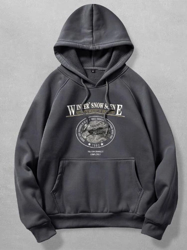 ROMWE Guys Letter Graphic Kangaroo Pocket Drawstring Thermal Hoodie | SHEIN UK