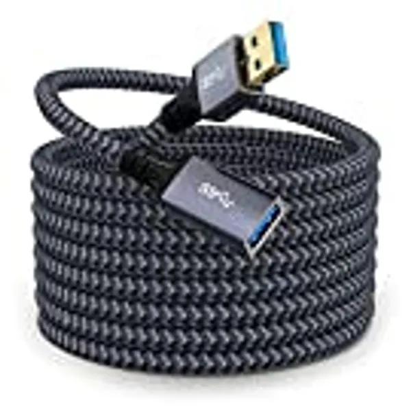 Hisatey USB 3.0 Extension Cable 20 FT Long USB Extension Cable Nylon Braided USB Male to Female Cable Heavy Duty USB Extender
