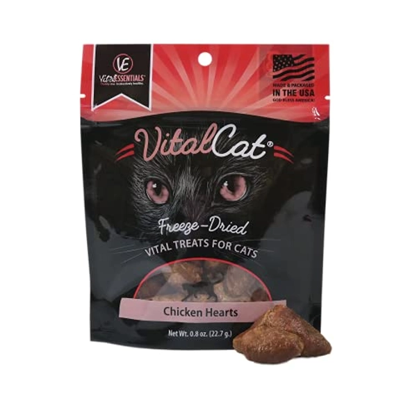 Vital Essentials Freeze Dried Cat Treats, Chicken Hearts 0.8 oz