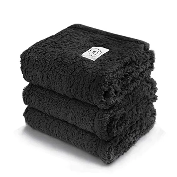 1 Pack 3 Calming Blankets Fluffy Premium Fleece Pet Blanket Soft Sherpa Throw for Dog Puppy Cat Black Medium (30“x20'')