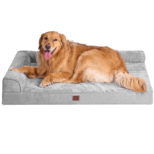 EHEYCIGA Memory Foam Orthopedic XL Dog Bed, Washable Dog Bed with Waterproof Lining Removable Cover, Extra Large Dog Bed Sofa with Nonskid Bottom Xlarge Pet Couch Bed, 44x32 Inches, Grey - 44x32 - Grey