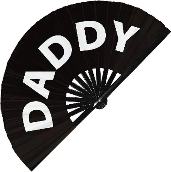Daddy Hand Fan UV Glow Pride Handheld Bamboo Clack Fans Gay Gifts Accessories (Black Background)