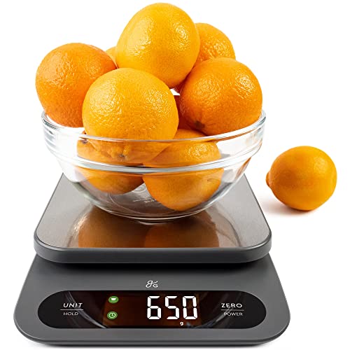 Greater Goods High Capacity Kitchen Scale - A Premium Food Scale That Weighs in Grams & Ounces w/a 22 Pound Capacity | Feat. a Hi-Def LCD Screen and Stainless Steel Platform | Designed in St. Louis - Stainless Steel - Grey