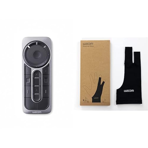 Wacom Express Key Remote for Cintiq & Intuos Pro (ACK411050) and Wacom Drawing Glove, Two-Finger Artist Glove for Drawing Tablet Pen Display - Key Remote + Drawing Glove