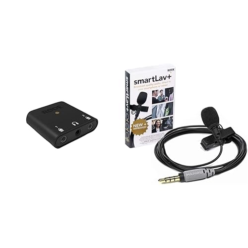 Rode SmartLav+ Lavalier Microphone for Smartphones,Black and Rode AI-Micro USB Audio Interface,Black - Lavalier Microphone + Audio Interface, Black