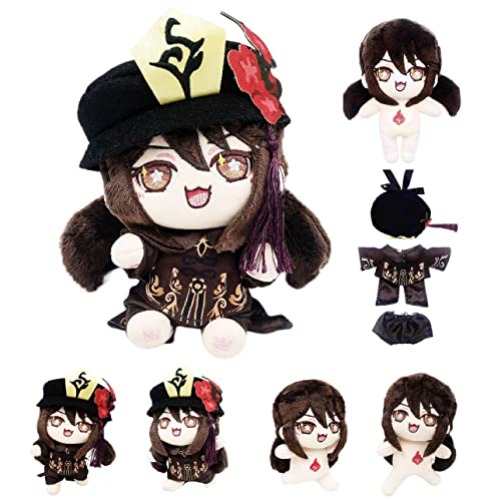 uoozii Hu Tao Genshin Impact Plush Poseable Figure 23cm/9" Cosplay Plushie with Changeable Doll Clothes Collectable Merch Gift to Genshin Game & Anime Fans (Hu Tao) - Poseable - Hu Tao