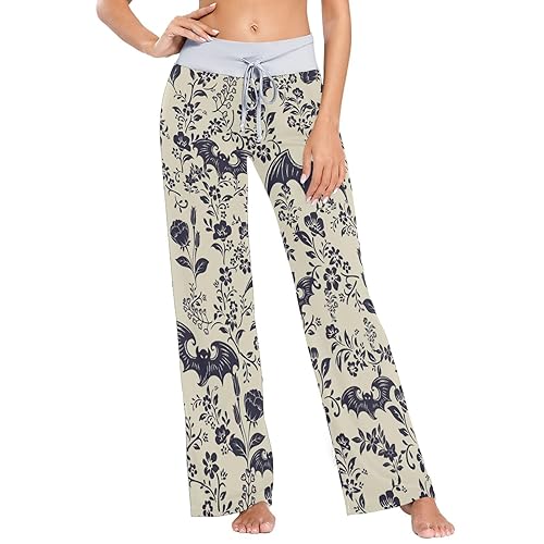 NCRJCZQL Women's Pajama Pants Drawstring Palazzo Wide Leg Lounge Sleepwear Trouser - Large - Color 4