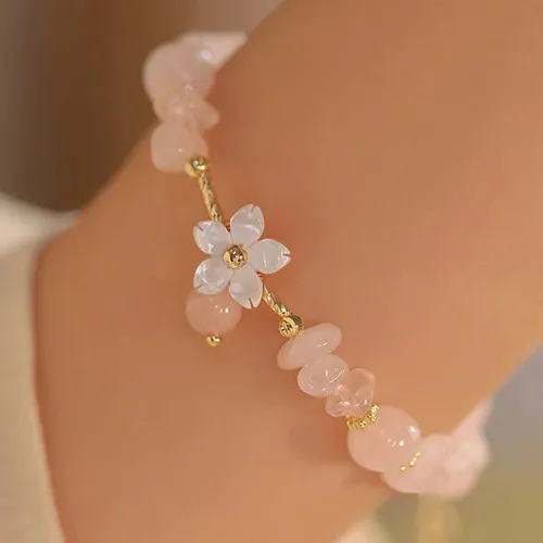 Pink Crystal Flower Love Bracelet