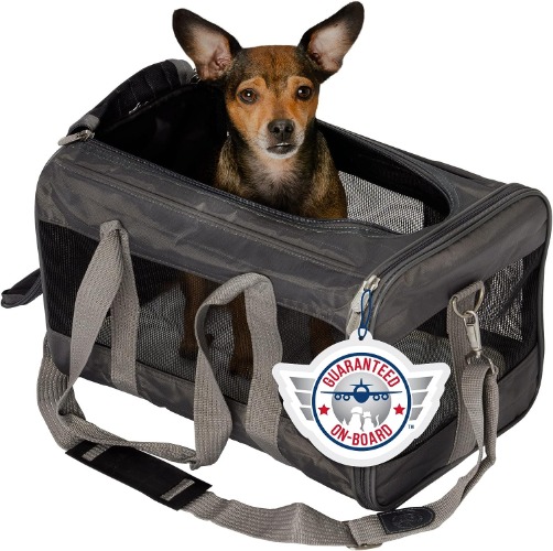 Sherpa Original Deluxe Travel Bag Pet Carrier, Airline Approved & Guaranteed-On-Board - Mesh Panels & Spring Frame, Locking Safety Zippers, Machine Washable Liner - Charcoal Gray, Medium - Medium Charcoal